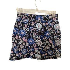 T for Talbots Navy Floral Skirt - Size Small
